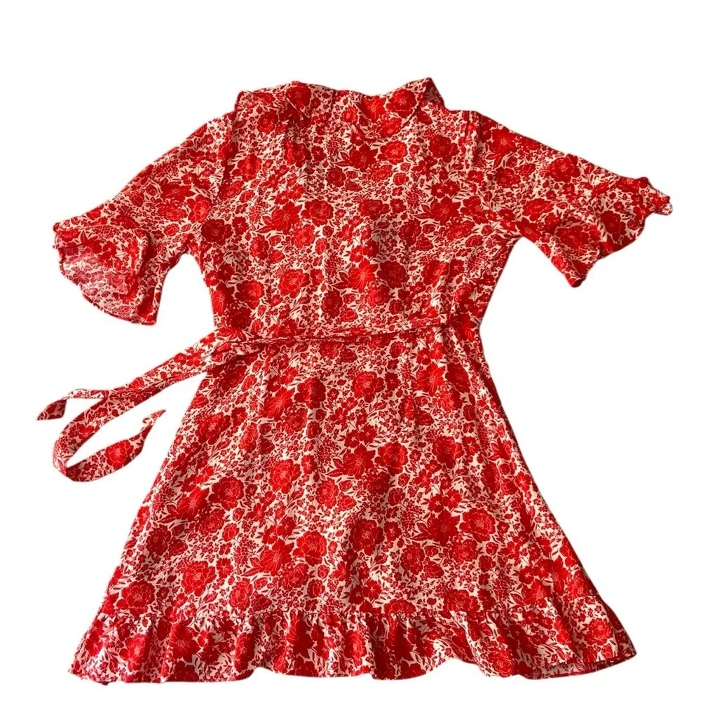 Topshop Petite Ruffle Mini Wrap Dress - Picture 6 of 9